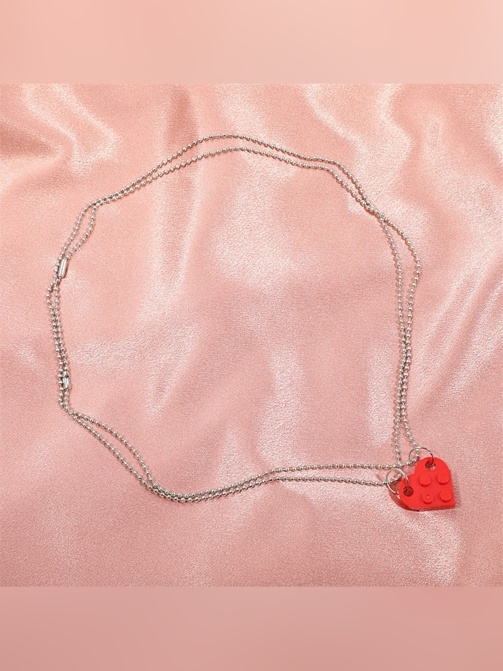 Y2K Aesthetics Brick Red Heart Pendant Necklace
